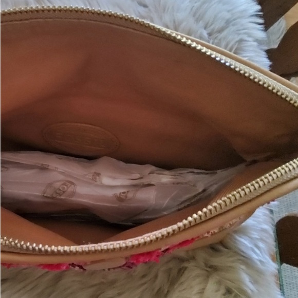 Fossil Preston Straw and leather Clutch Pouch Bag Purse NWT Handbag - Picture 2 of 12